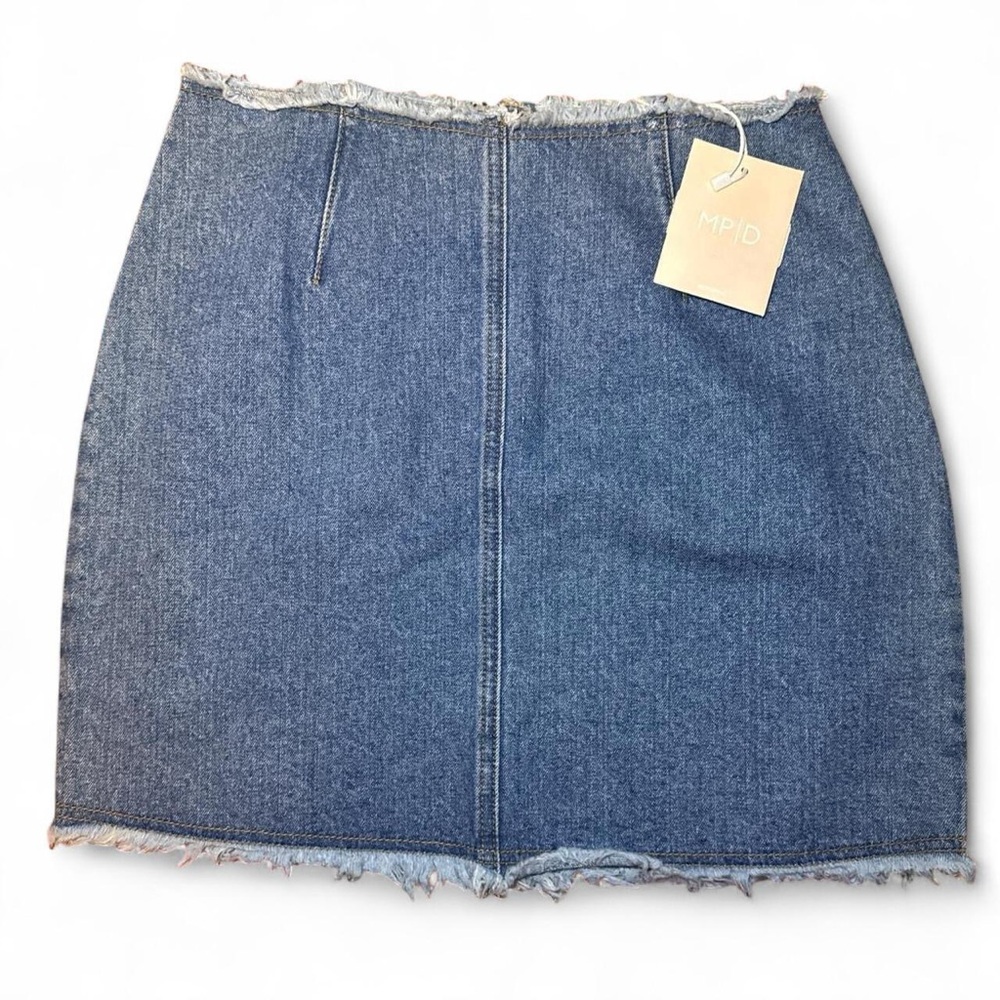 NWT MINKPINK x MP|D Women's In Theory Frey Hem Denim Mini Skirt — SMALL